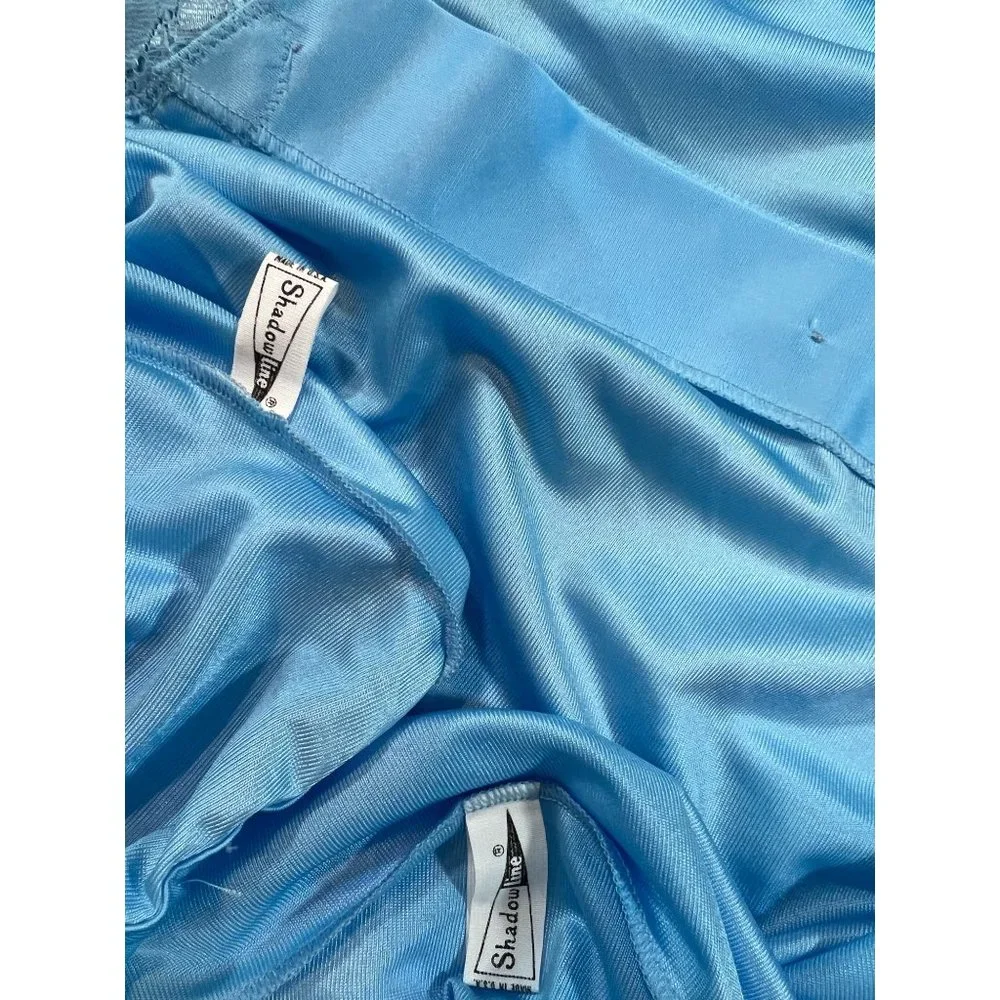 Vintage Shadowline Blue 4 pc Nylon Lace Peignoir Pajama Nightgown Set Size S - M - Picture 9 of 10